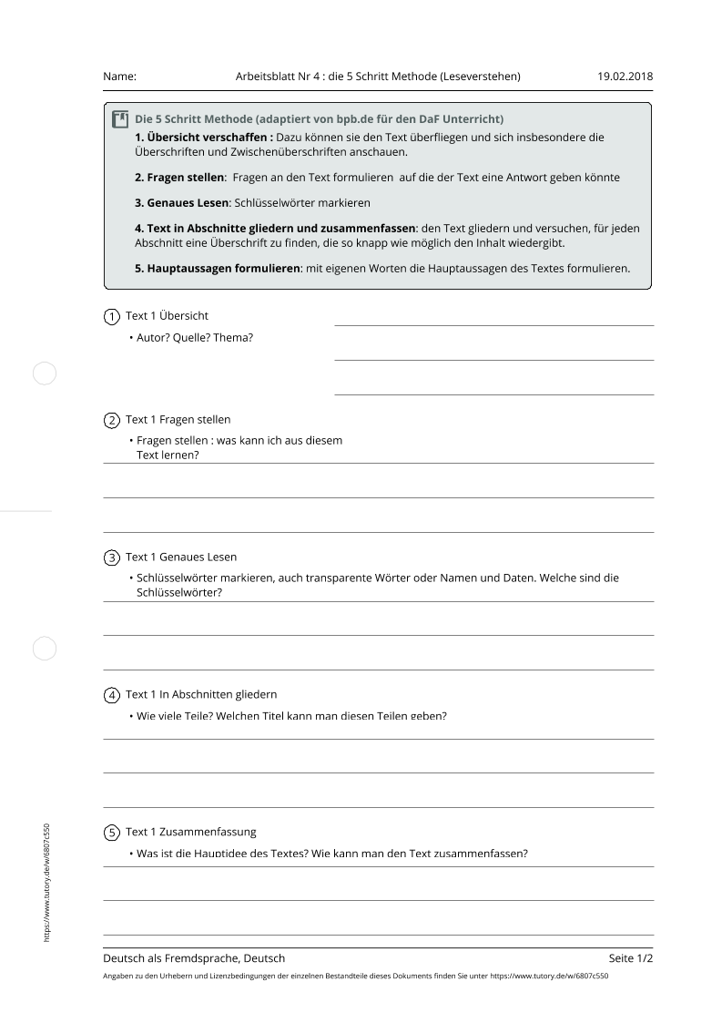 Die 5-Schritte-Methode (Leseverstehen) | Open Deutsch – Deine Plattform ...